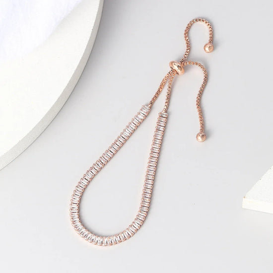 Tennis Bracelet For Women 1.5*3 mm Sparking Zircon Jewerlly Rose Gold Color Handmade Friends Gift Cute Jewelry Wholesale H017
