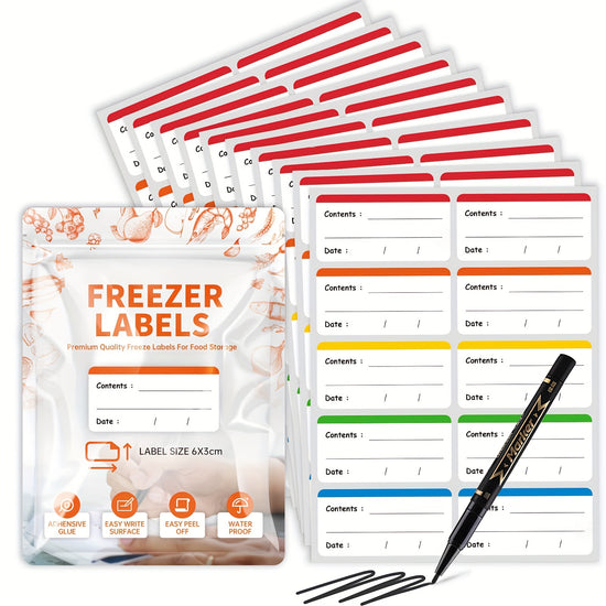 100pcs Coloured Freezer Labels Food Storage Labels Stickers, Fridge Stickers Removable for Food Containers, Freezer Meal Tags for Kitchen Organization.