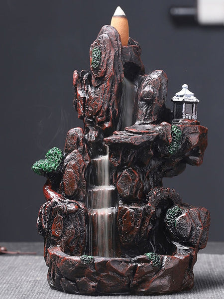 Smoke Waterfall Backflow Incense Burner Resin Mountain Shape Aromatherapy Furnace
