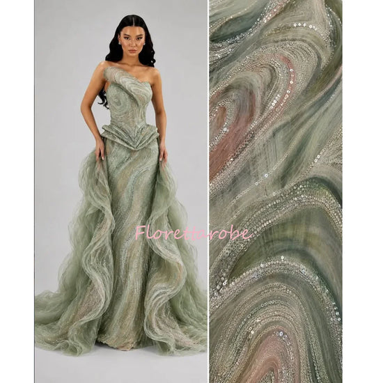 Fashion  Evening Dresses Luxury Sequined Chapel Train Sleeveless Long Carpet Prom Dress Formal Occasion Gowns Customized