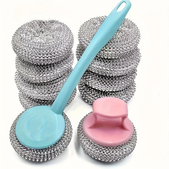 10 Pcs Nano Cleaning Sponge with Removable Handle,Includes Long and Short Handles Scratch Free Dishwasher,For Pots and Plates ﻿