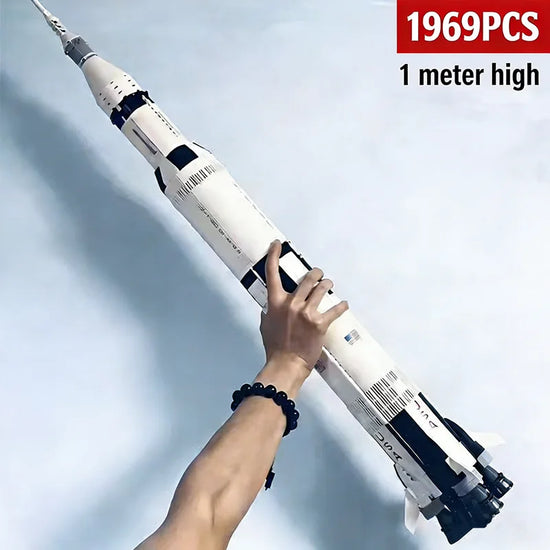 1969 pieces Apollo Saturn 5 Model Building Blocks Space Rocket Series Set Assembled Toys Children&