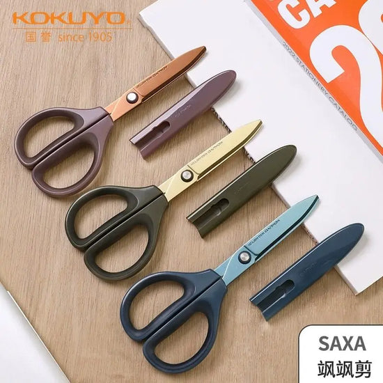 Japan KOKUYO SAXA Safety Scissors,Portable Titanium Coated Non-stick Blunt Tip Multi-Purpose Scissors for Home,Kids Craft&Office
