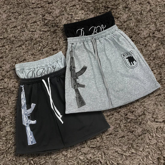 Summer Fashion Trend AK Printed Shorts Fake Two-Piece Double Waistband Casual Versatile Loose Five-Quarter Pants