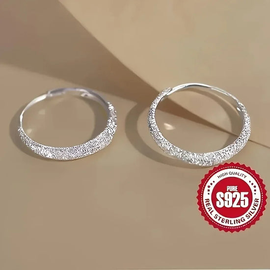 Pure Silvery Earrings For Women Frosted Sparkling Starry Circle Earrings Valentine&