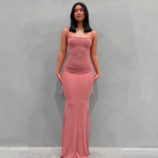 New Dresses 2025 Woman Fashion Summer Solid Colour Sexy Slim Camisole Skirts