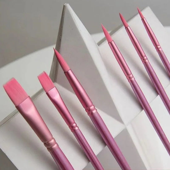 Watercolor Brush Set Pointed Round Flat Head Soft Hair Beginner&