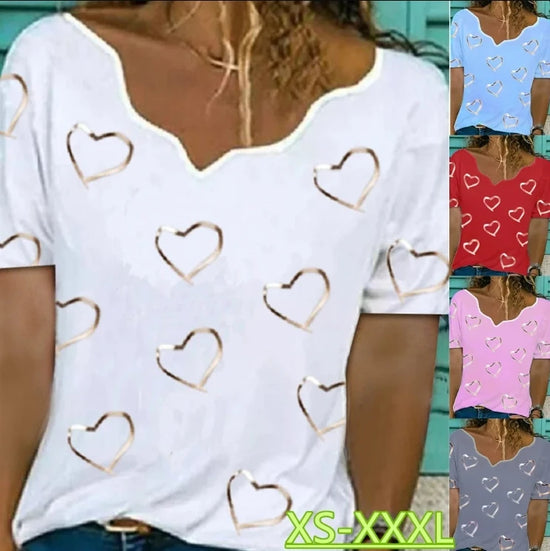 Women‘s New Fashion Casual Harajuku Love Printed Tops Tee Female Short Sleeve T-Shirt for Women Clothing Casual Loose Pullover