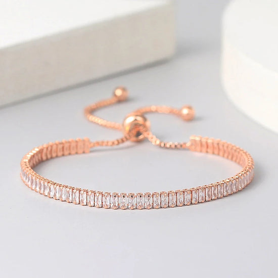 Tennis Bracelet For Women 1.5*3 mm Sparking Zircon Jewerlly Rose Gold Color Handmade Friends Gift Cute Jewelry Wholesale H017