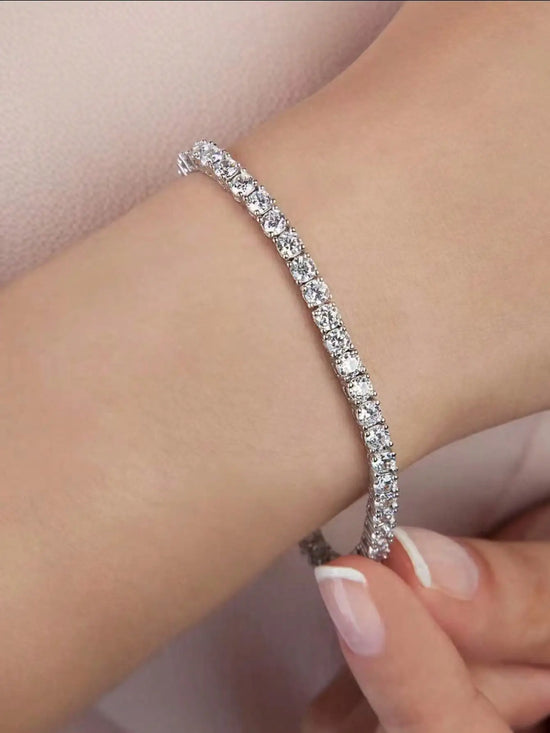 Elegant Sequined Shiny Tennis Bracelet for Women, Exquisite and Fashionable Luxury Hip-Hop Bracelet, Gorgeous Matching Jewelry as a Birthday Gift for Women and Girls, Suitable for Summer, Valentine&