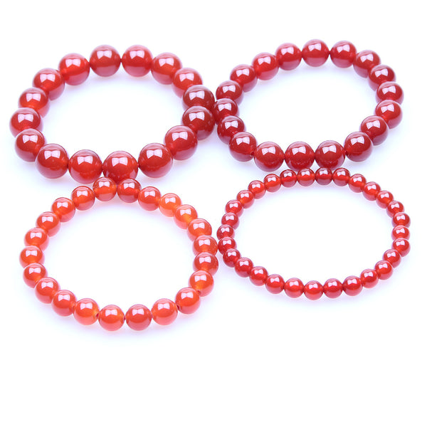 Natural Red Carnelian Coral Stone Beaded Bangle 4mm 6mm 8mm 10mm 14mm