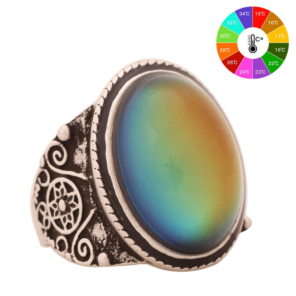 Mojo Vintage Bohemia Retro Color Change Mood Ring Emotion Feeling Changeable Ring Temperature Control Ring for Women MJ-RS004