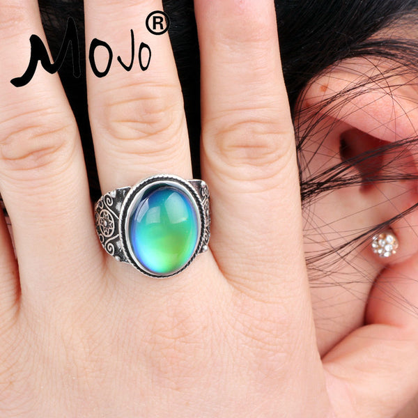 Mojo Vintage Bohemia Retro Color Change Mood Ring Emotion Feeling Changeable Ring Temperature Control Ring for Women MJ-RS004